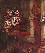 Jorg Breu the Elder Vase mit Blumen und Bronzebuste Ludwigs XIV Germany oil painting artist